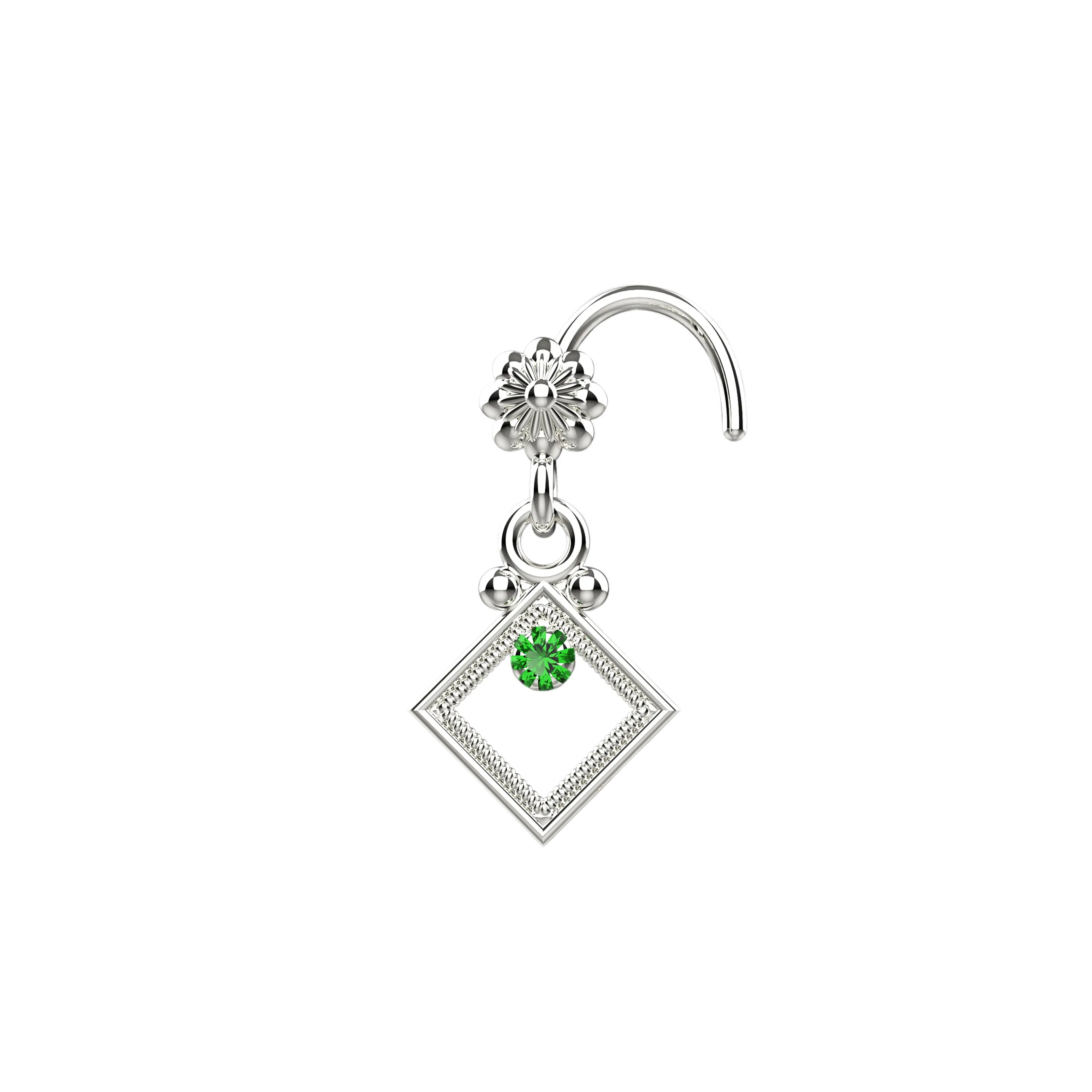 14k Gold Dangle Nose Piercing | Elegant Nose Ring for Women
