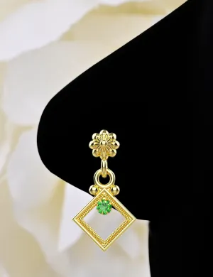 14k Gold Dangle Nose Piercing | Elegant Nose Ring for Women