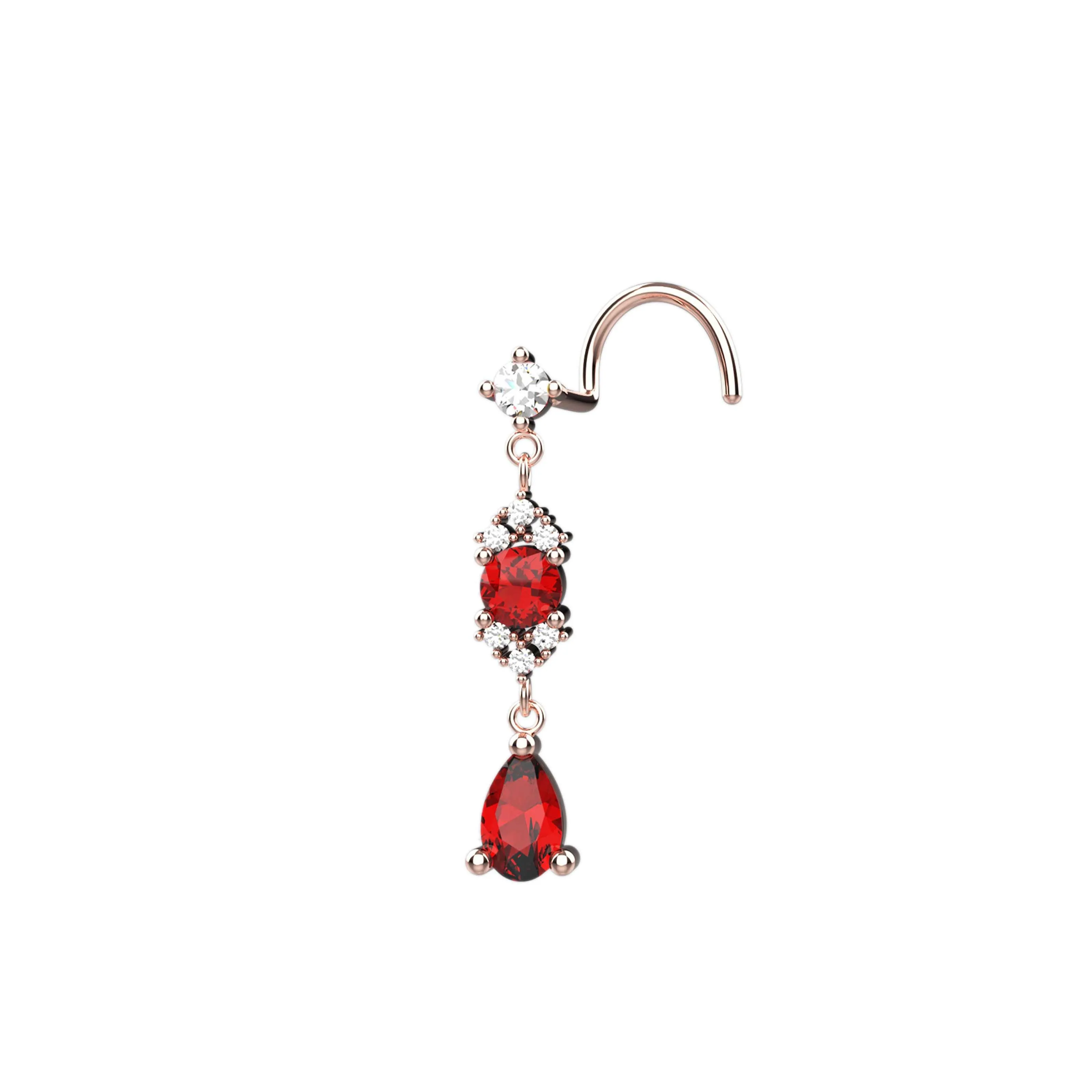 14K Gold Dangle Nose Ring for Women – Piercing Jewelry