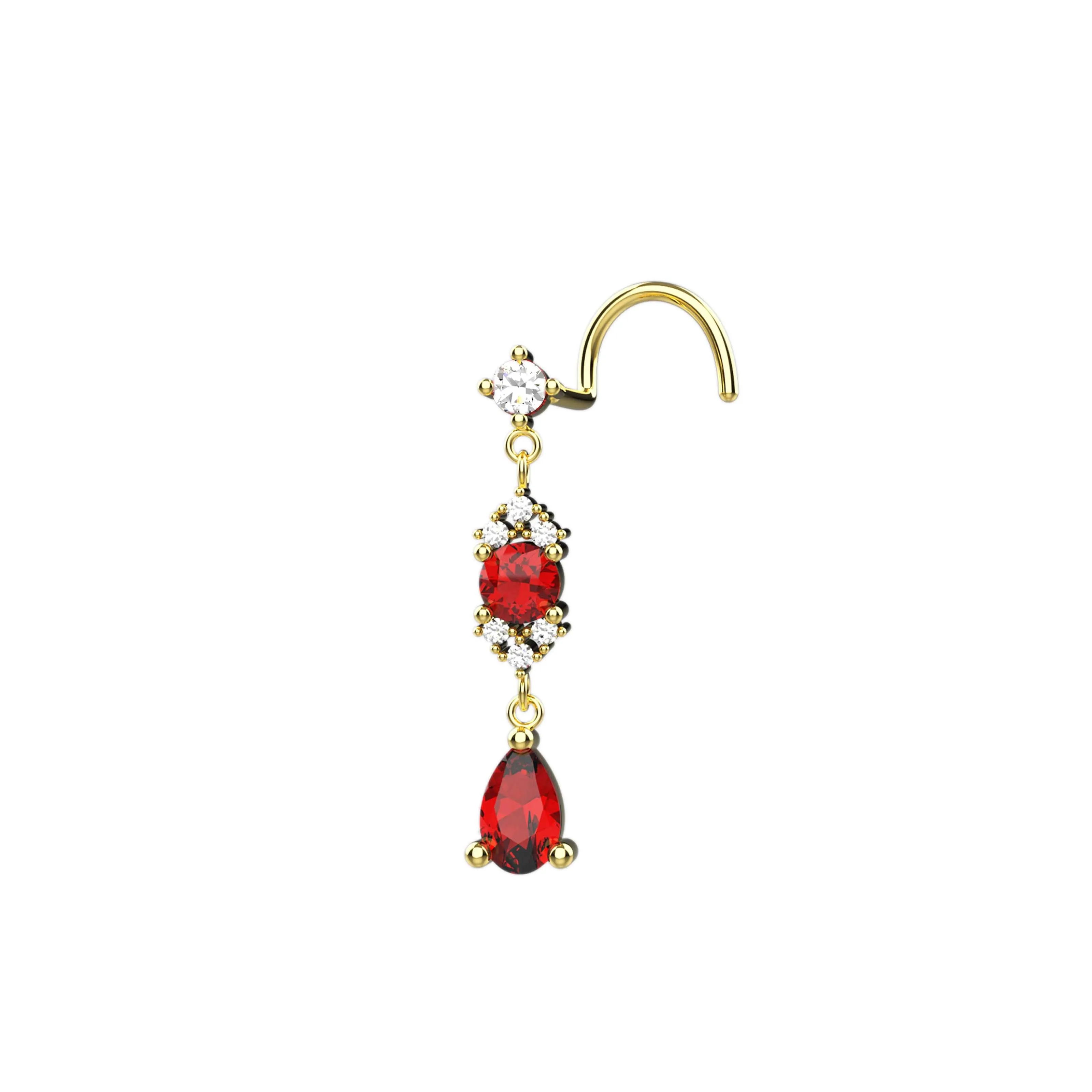 14K Gold Dangle Nose Ring for Women – Piercing Jewelry