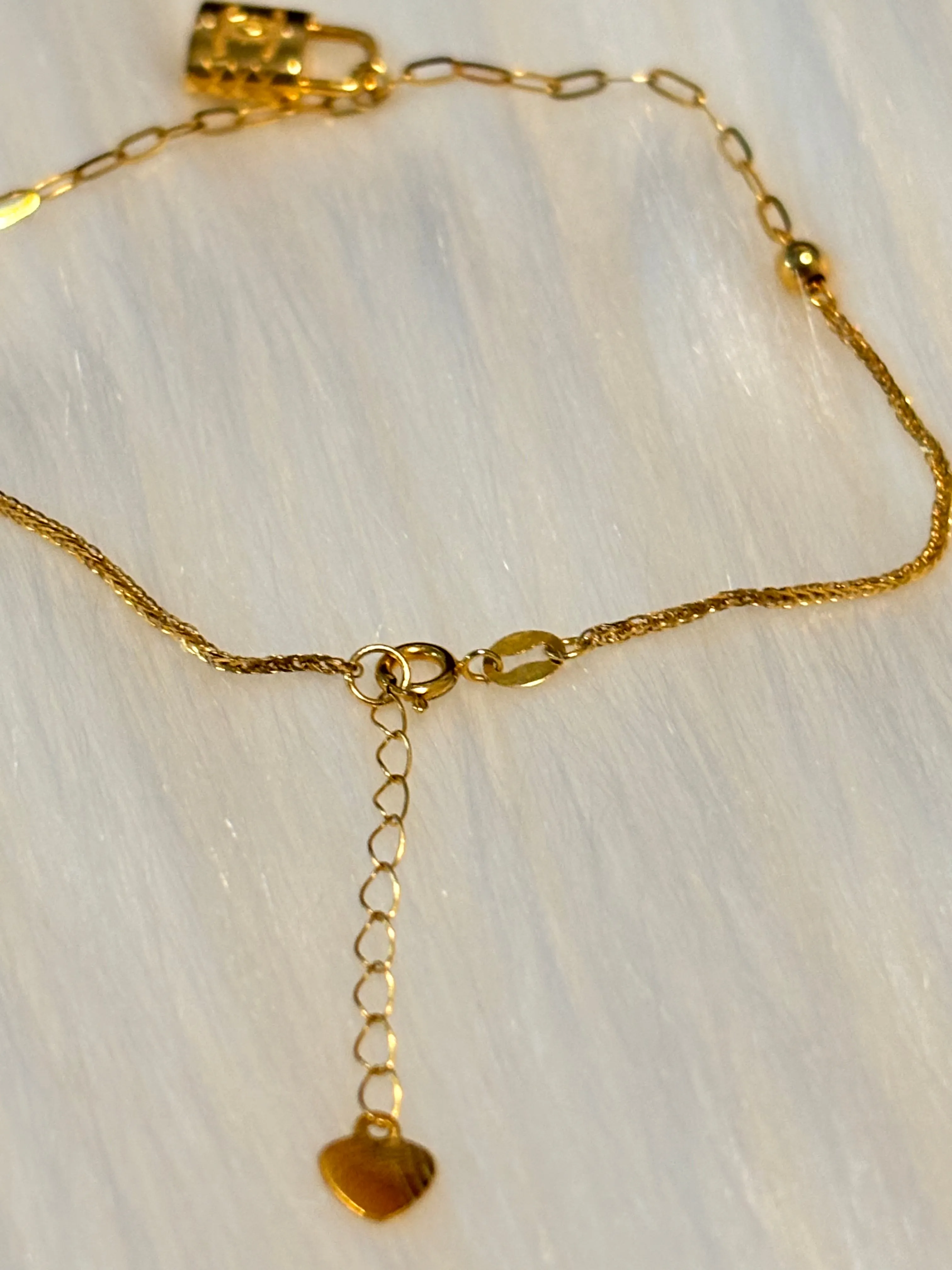 18K Gold Bracelet with Padlock Charm