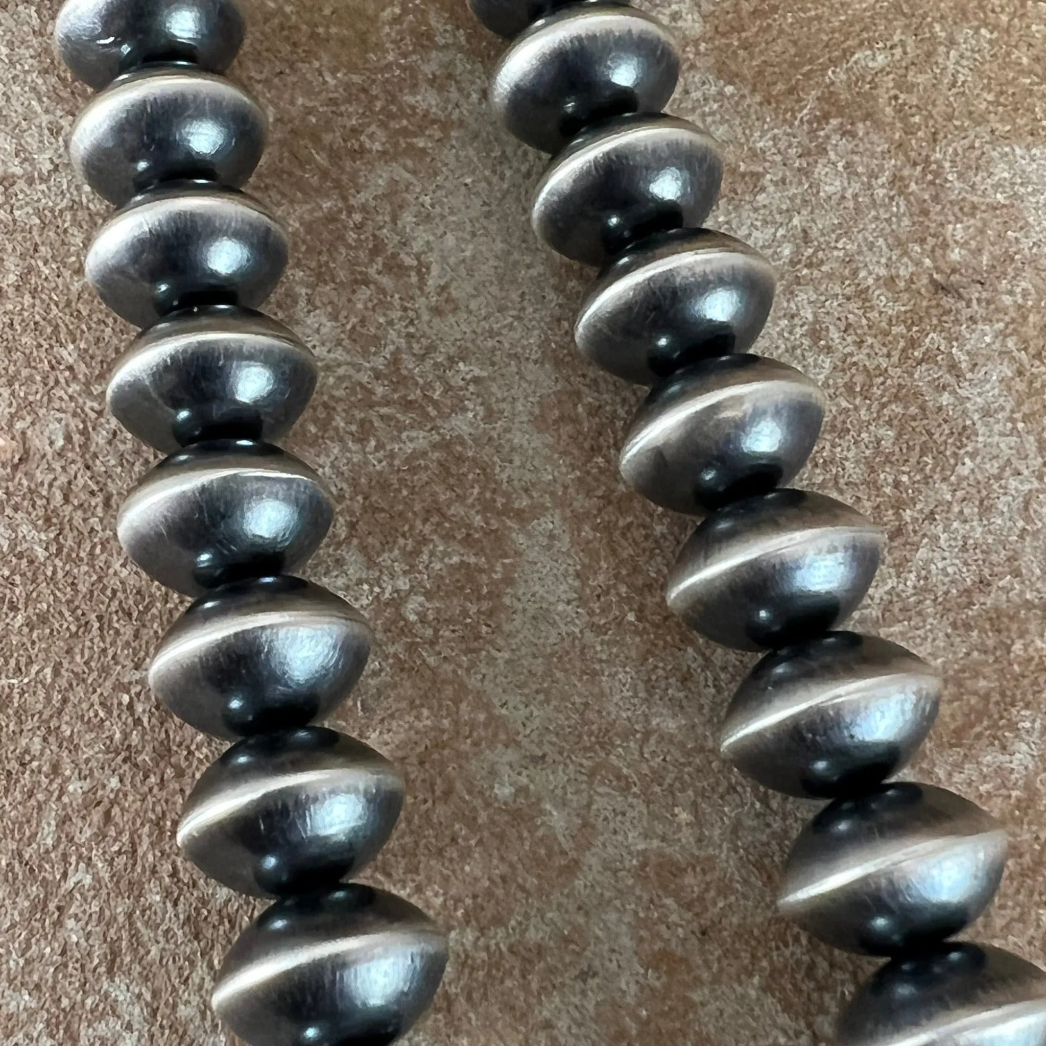 22" Single Strand Navajo Pearls Sterling Silver Necklace by Preston Haley