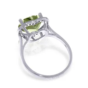 3.24 Carat 14K Solid White Gold Ring Diamond Heart Green Amethyst