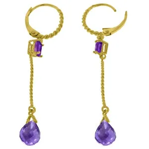 3.5 Carat 14K Solid Yellow Gold Rockstar Amethyst Earrings
