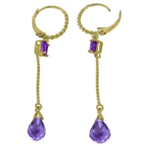 3.5 Carat 14K Solid Yellow Gold Rockstar Amethyst Earrings