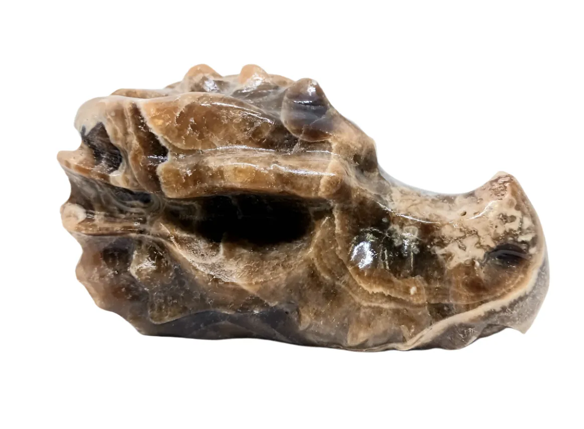 391G Amber Calcite Crystal Dragon Head