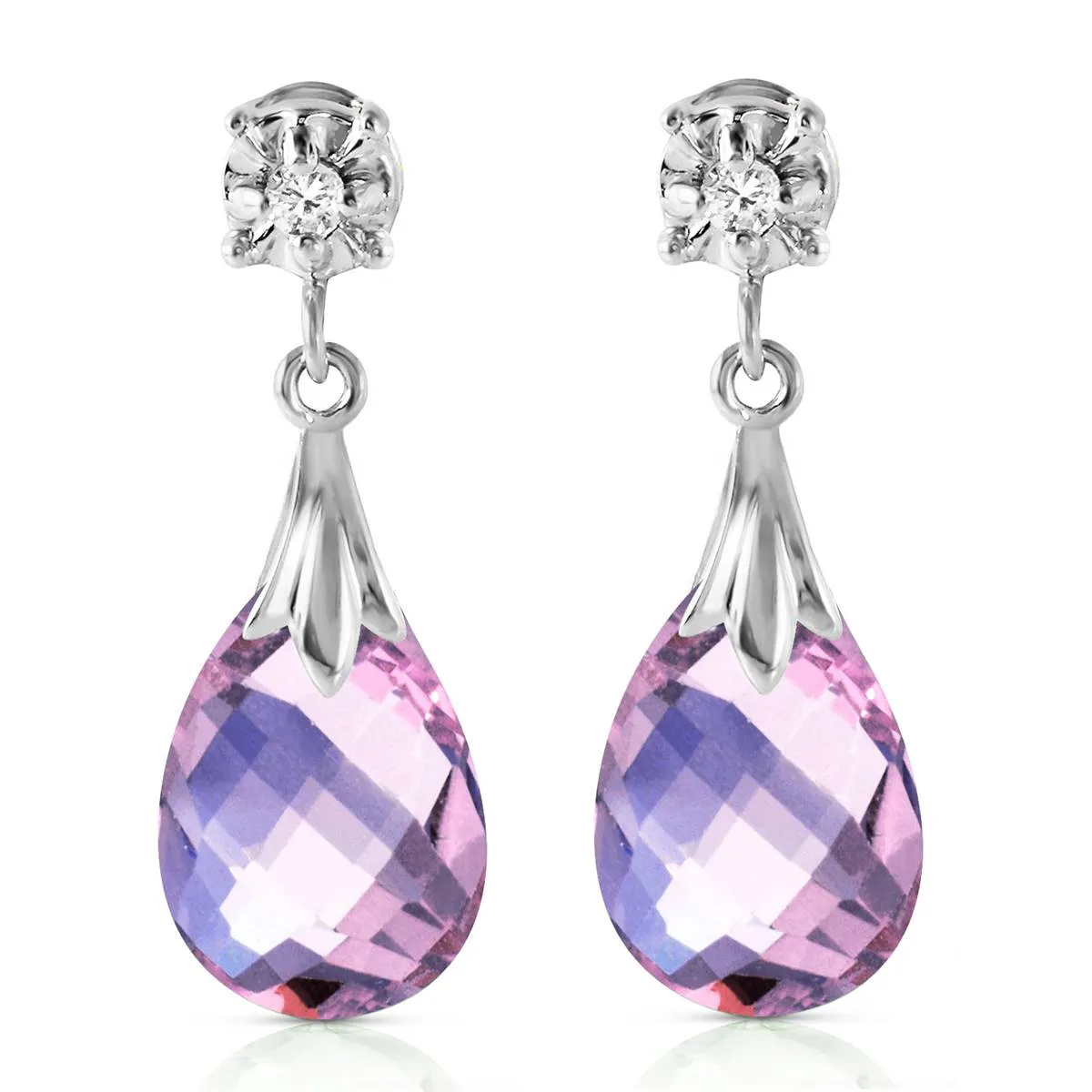 6.06 Carat 14K Solid White Gold Stud Earrings Diamond Amethyst