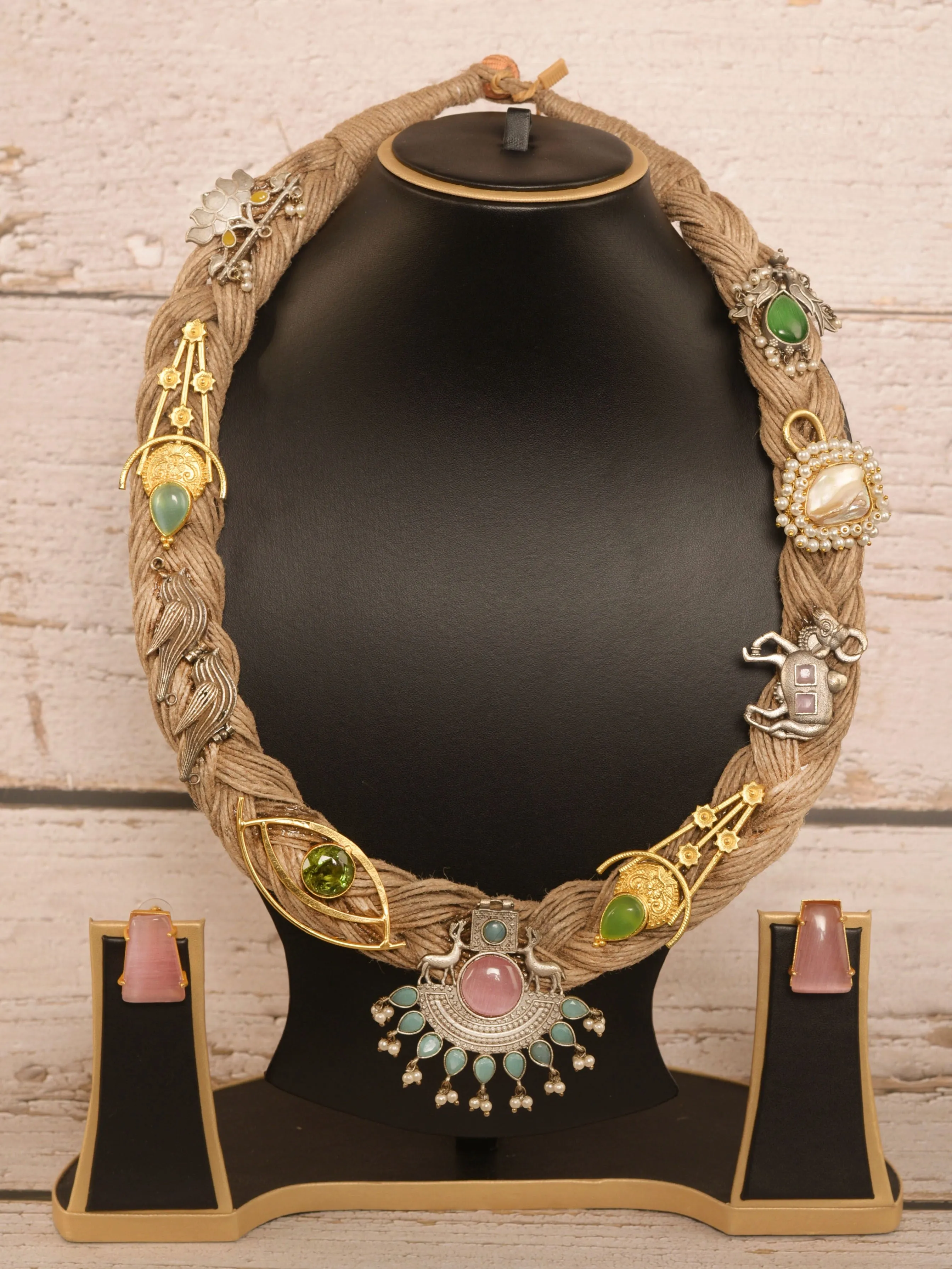 Ajaya Jute Ornamental Necklace & Earrings set