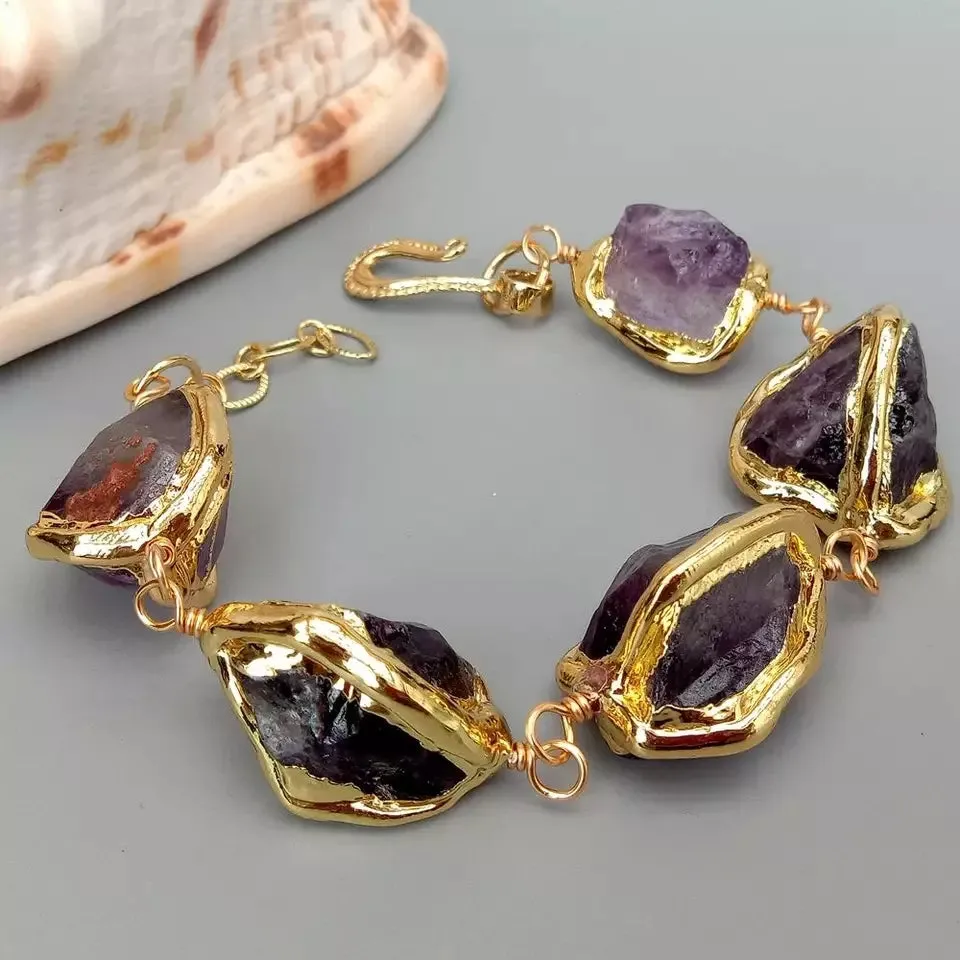 Amethysts rough nugget necklace 23"