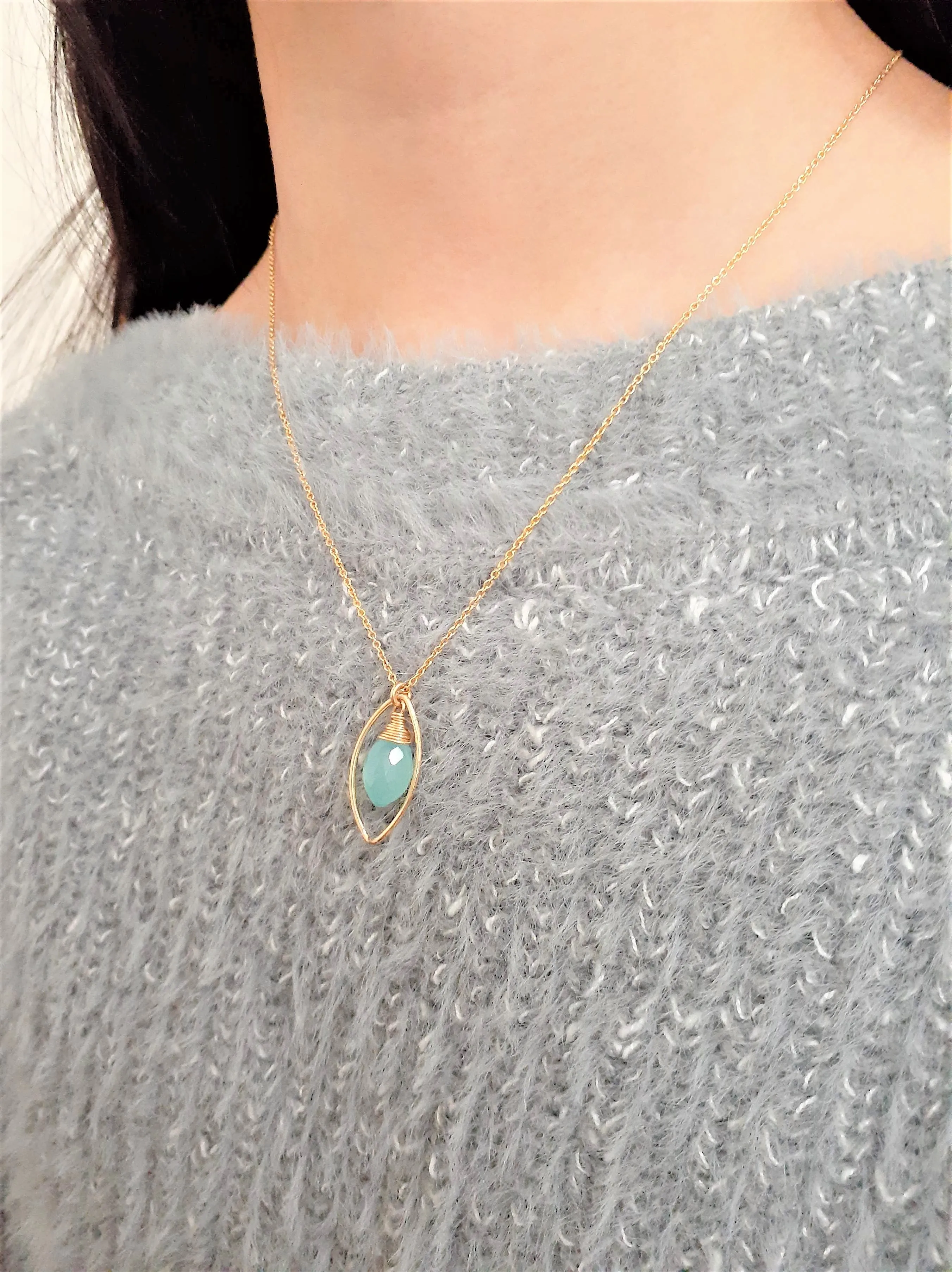 Aqua Chalcedony Necklace - Worn on The Fosters