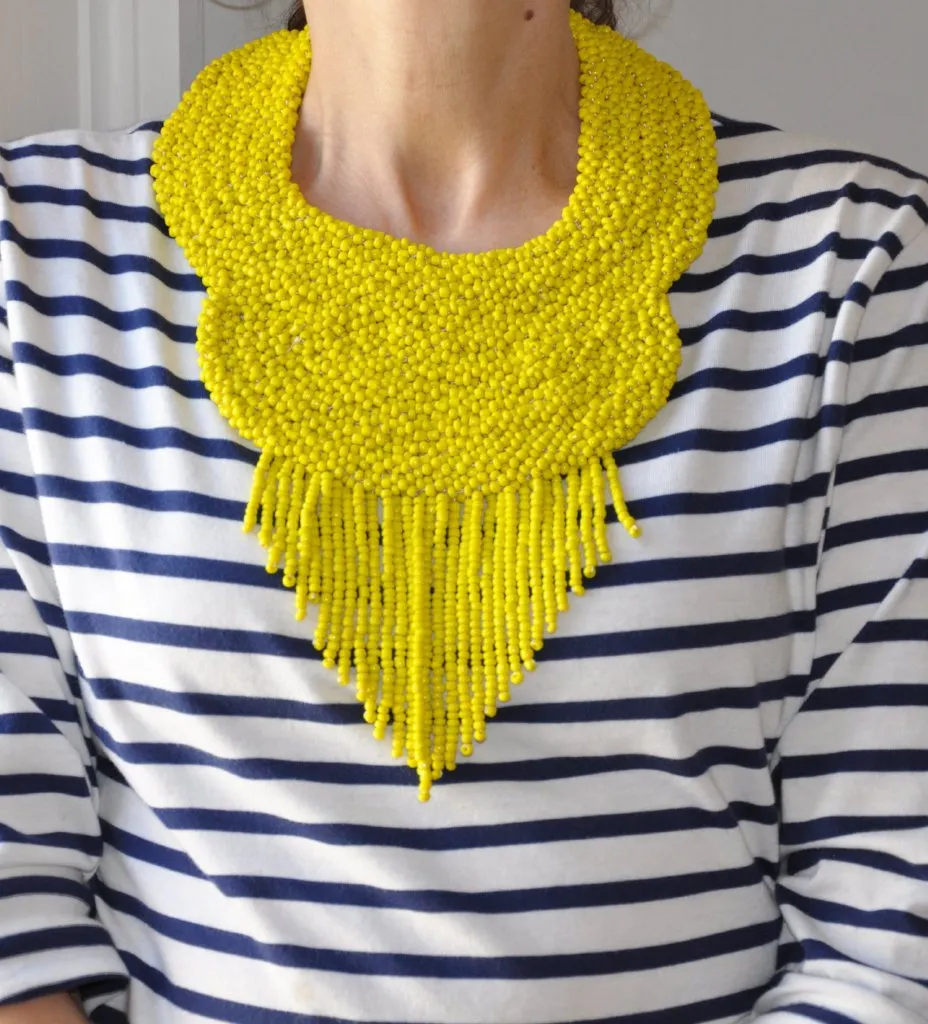 Beaded Bougie Necklace: Yellow
