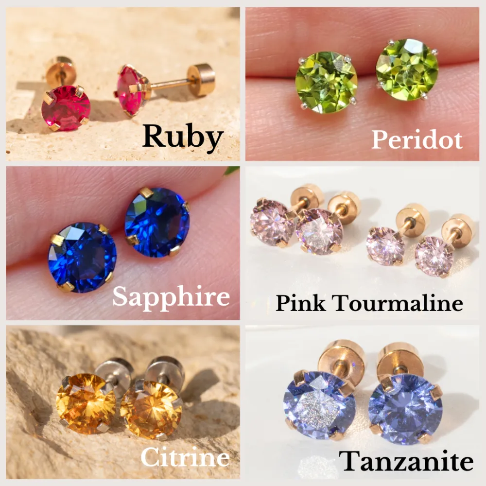Birthstone Stud Earrings