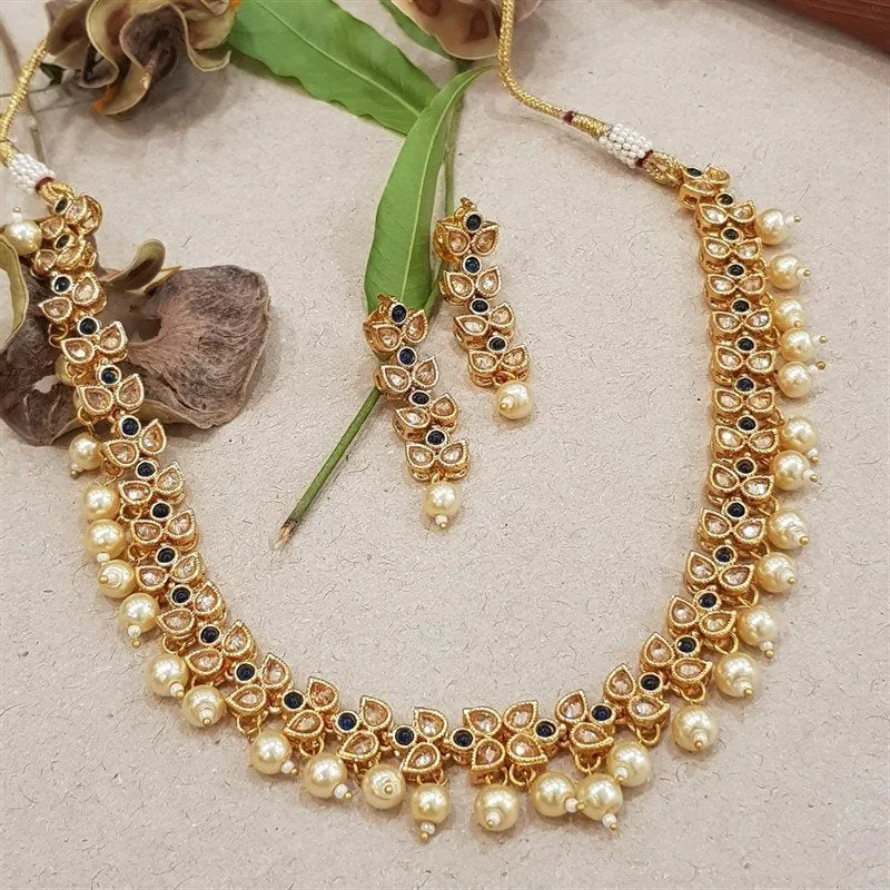 Blue Gold Look Necklace Set 3785-36053