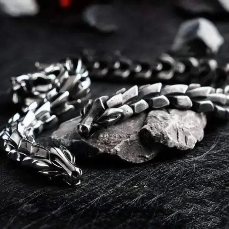 BRACELET BIKER  "ÉCAILLES DE DRAGON "