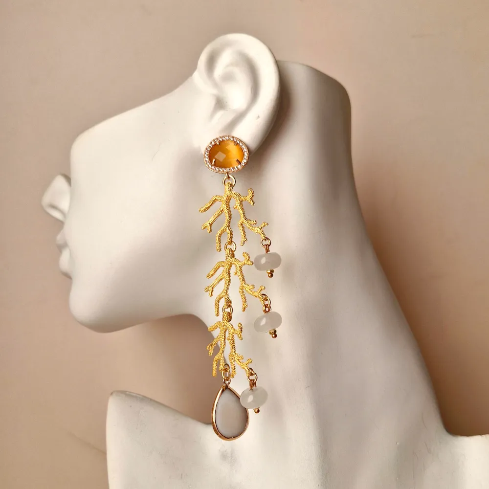 Branch Coral Shoulder Duster Earrings