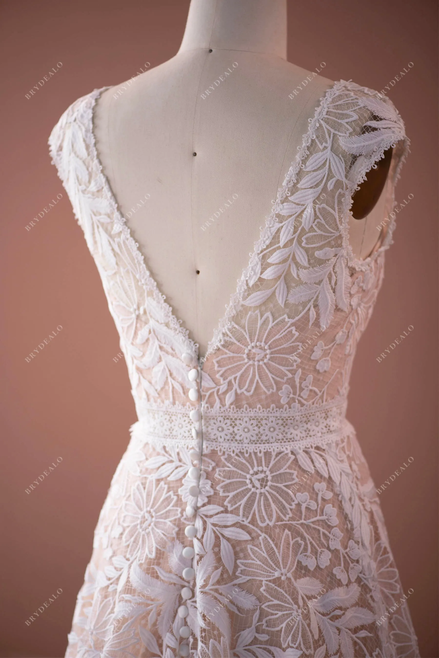 Cap Sleeve A-line Wedding Dress with Venise Lace
