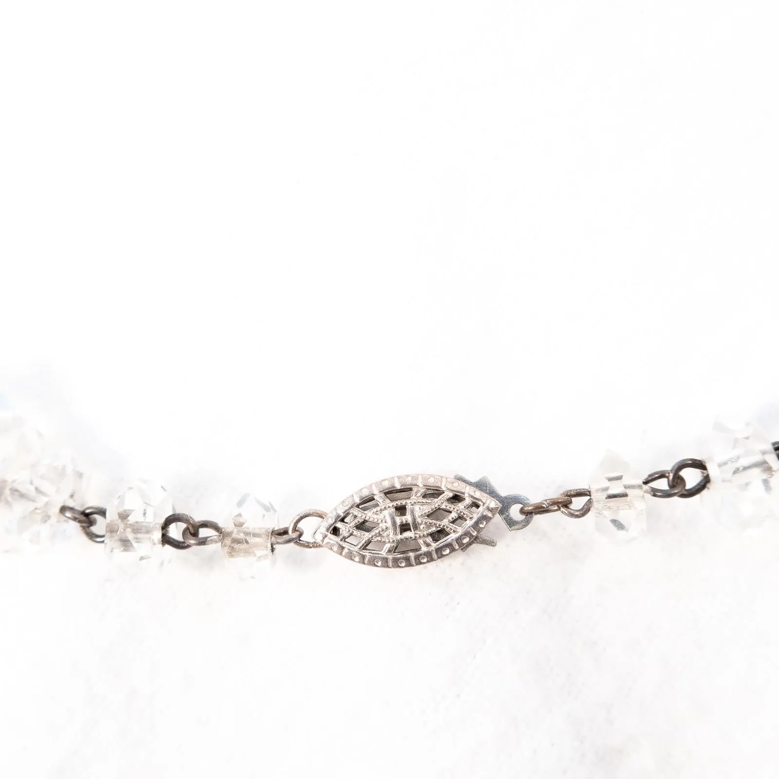 Carved Rose Quartz and Crystal Necklace