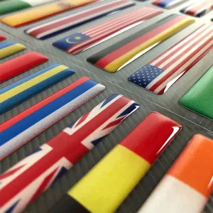 Color: PEACOCK BLUE - 3D Reflective National Flag Sticker
