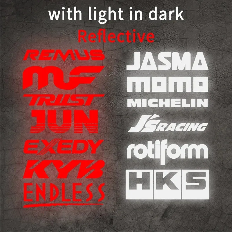 Color: Red - 15CM Motorcycle stickers Random 15pcs Racing Sponsor