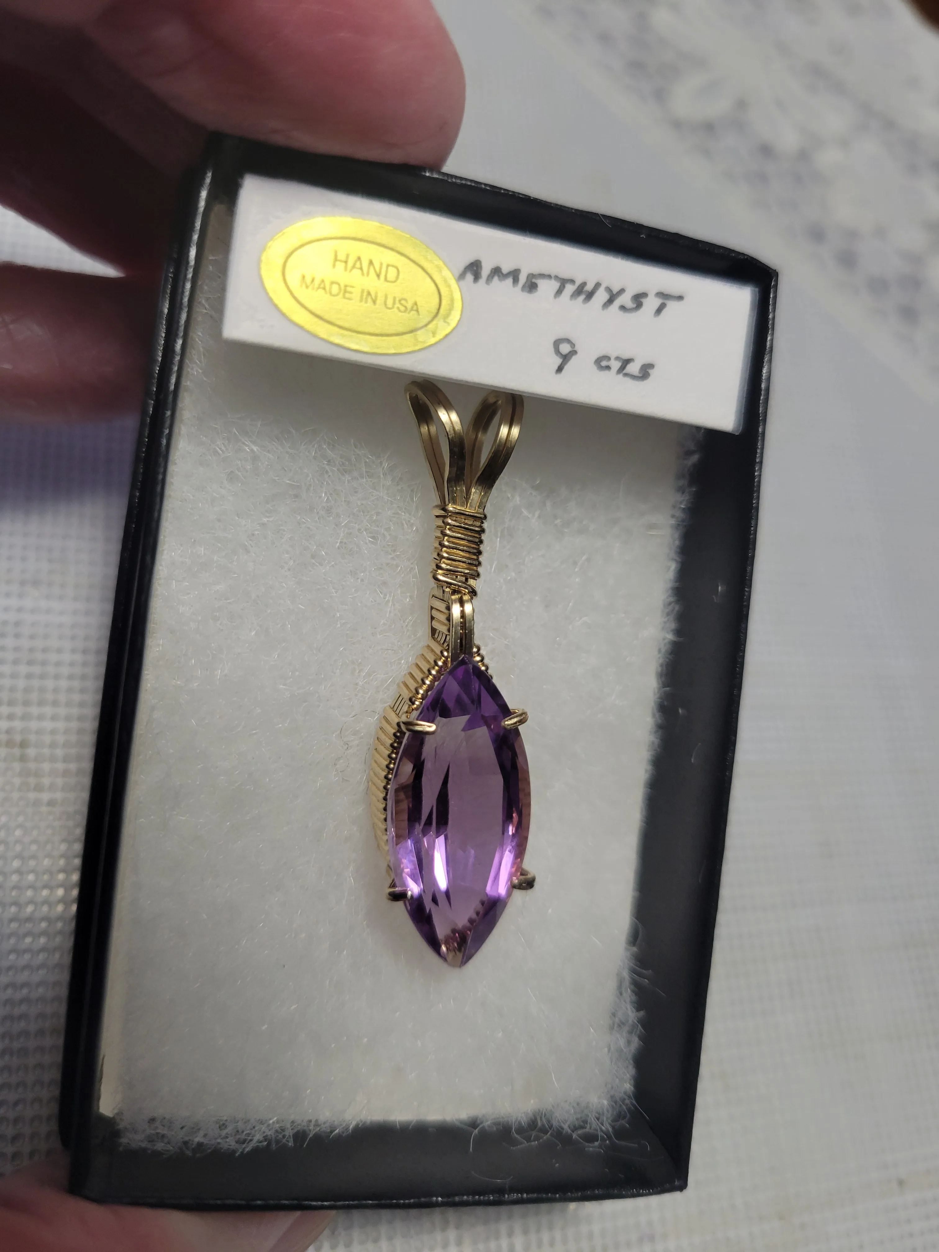 Custom Wire Wrapped Faceted Amethyst 14kgf Necklace/Pendant