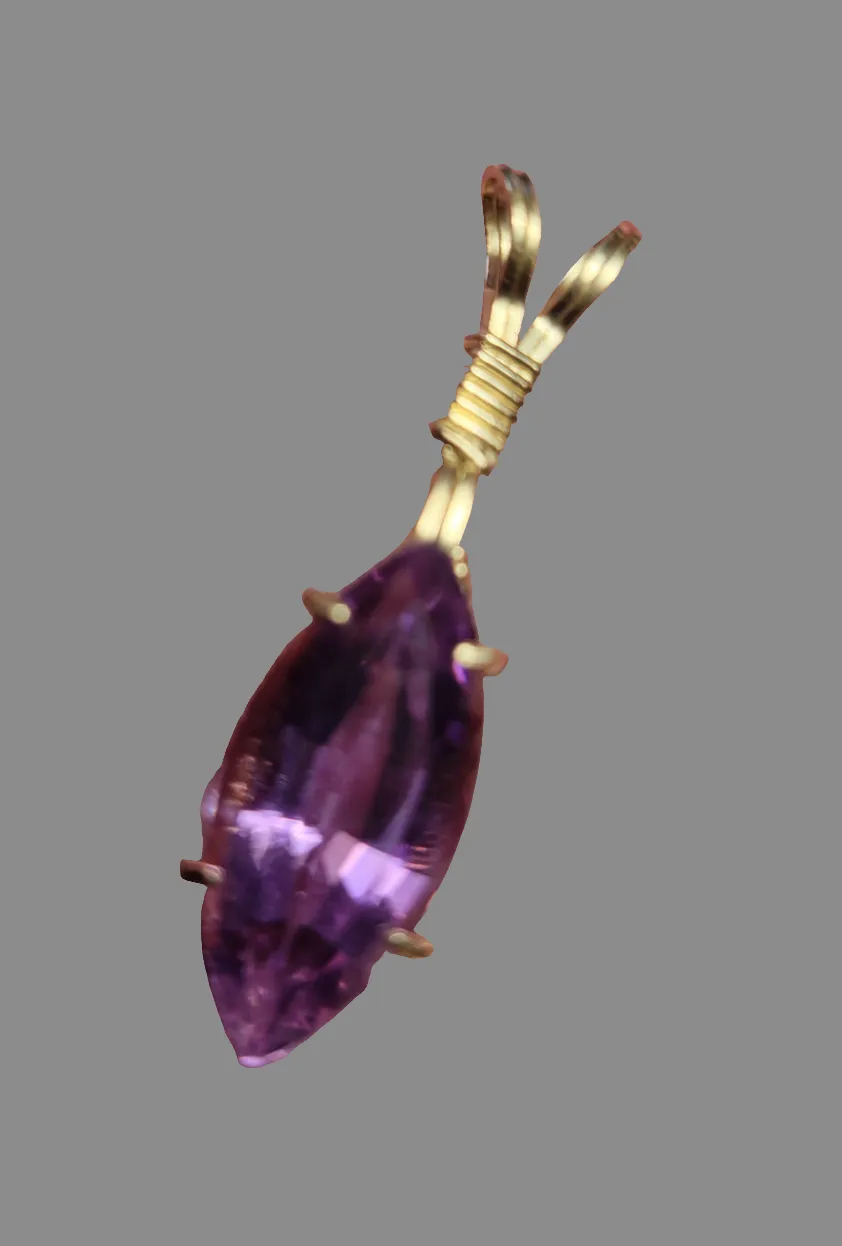 Custom Wire Wrapped Faceted Amethyst 14kgf Necklace/Pendant