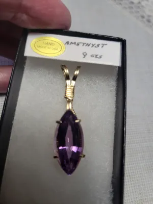 Custom Wire Wrapped Faceted Amethyst 14kgf Necklace/Pendant