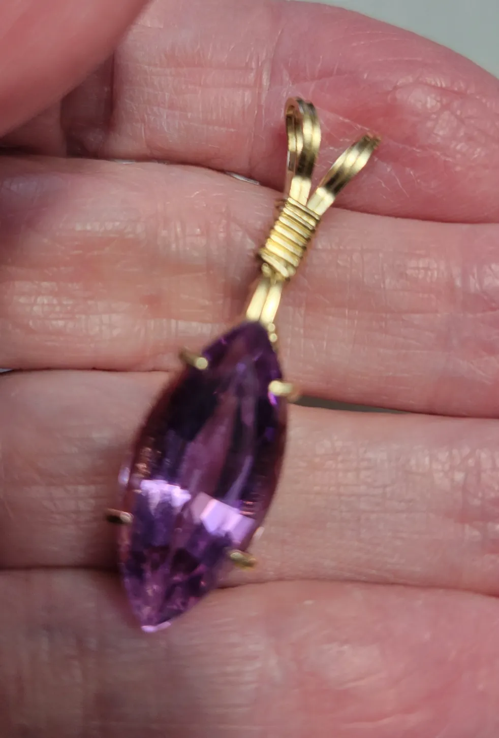Custom Wire Wrapped Faceted Amethyst 14kgf Necklace/Pendant