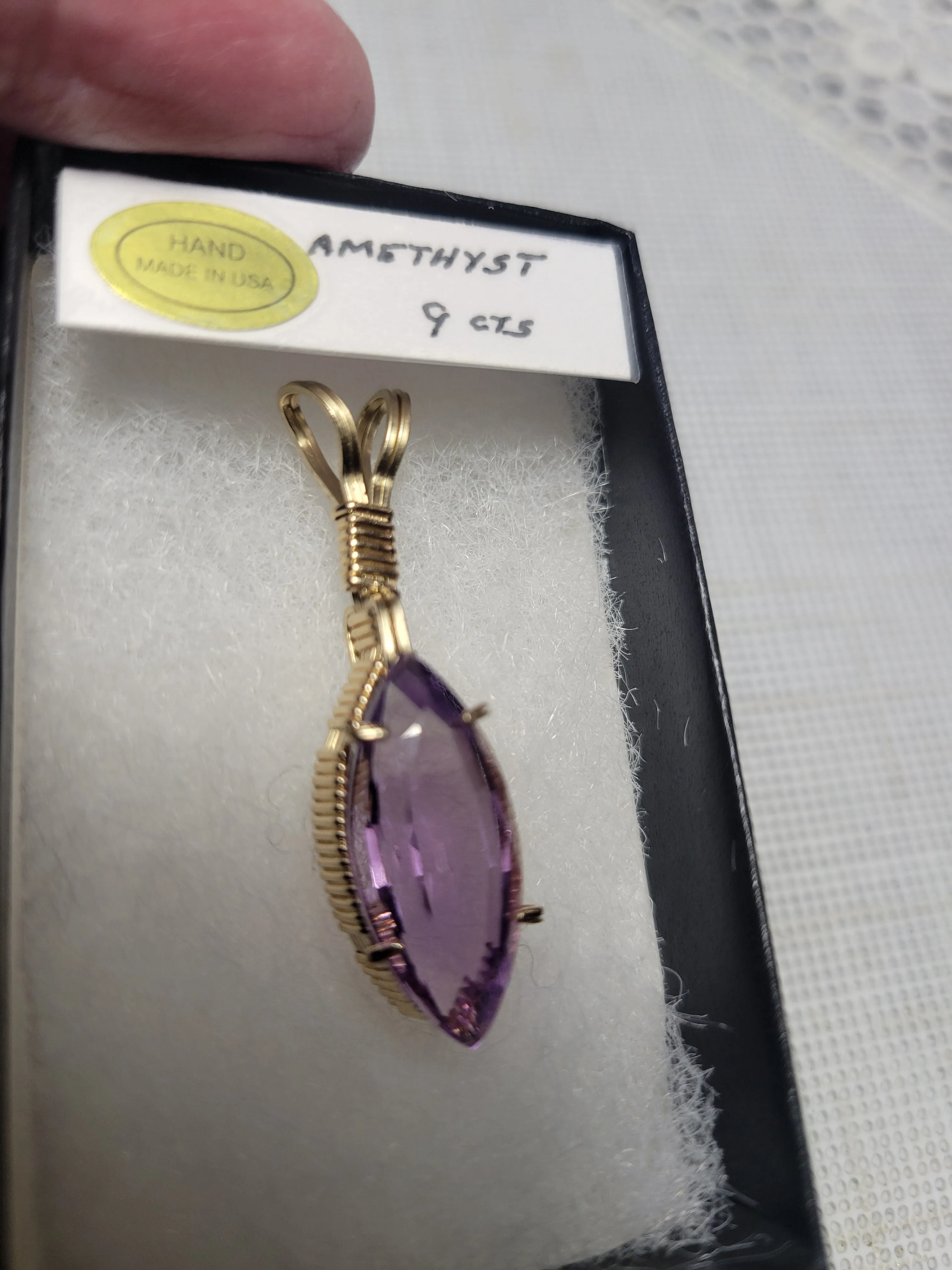 Custom Wire Wrapped Faceted Amethyst 14kgf Necklace/Pendant