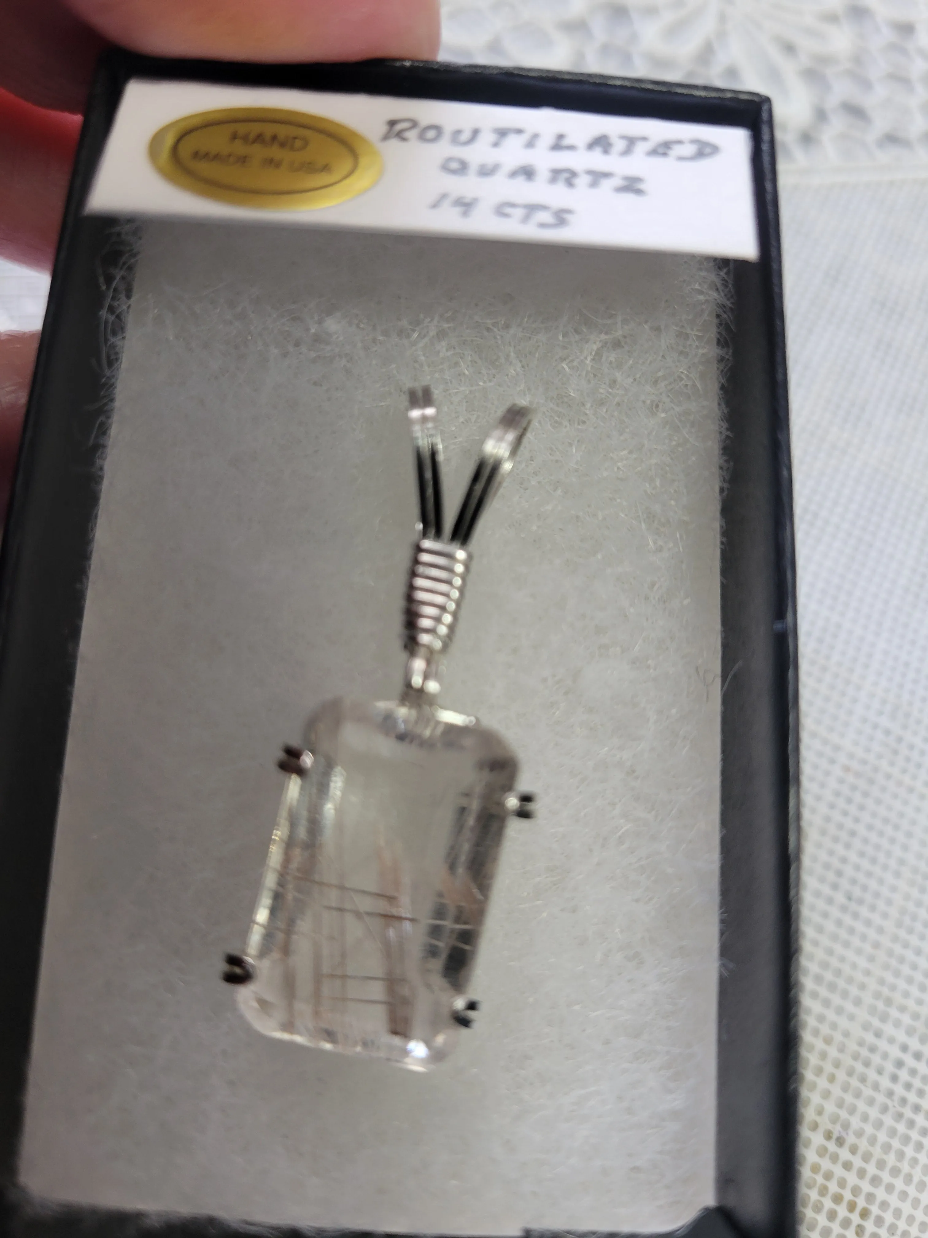 Custom Wire Wrapped Faceted Rutilated Quartz 14 ct Necklace/Pendant Sterling Silver
