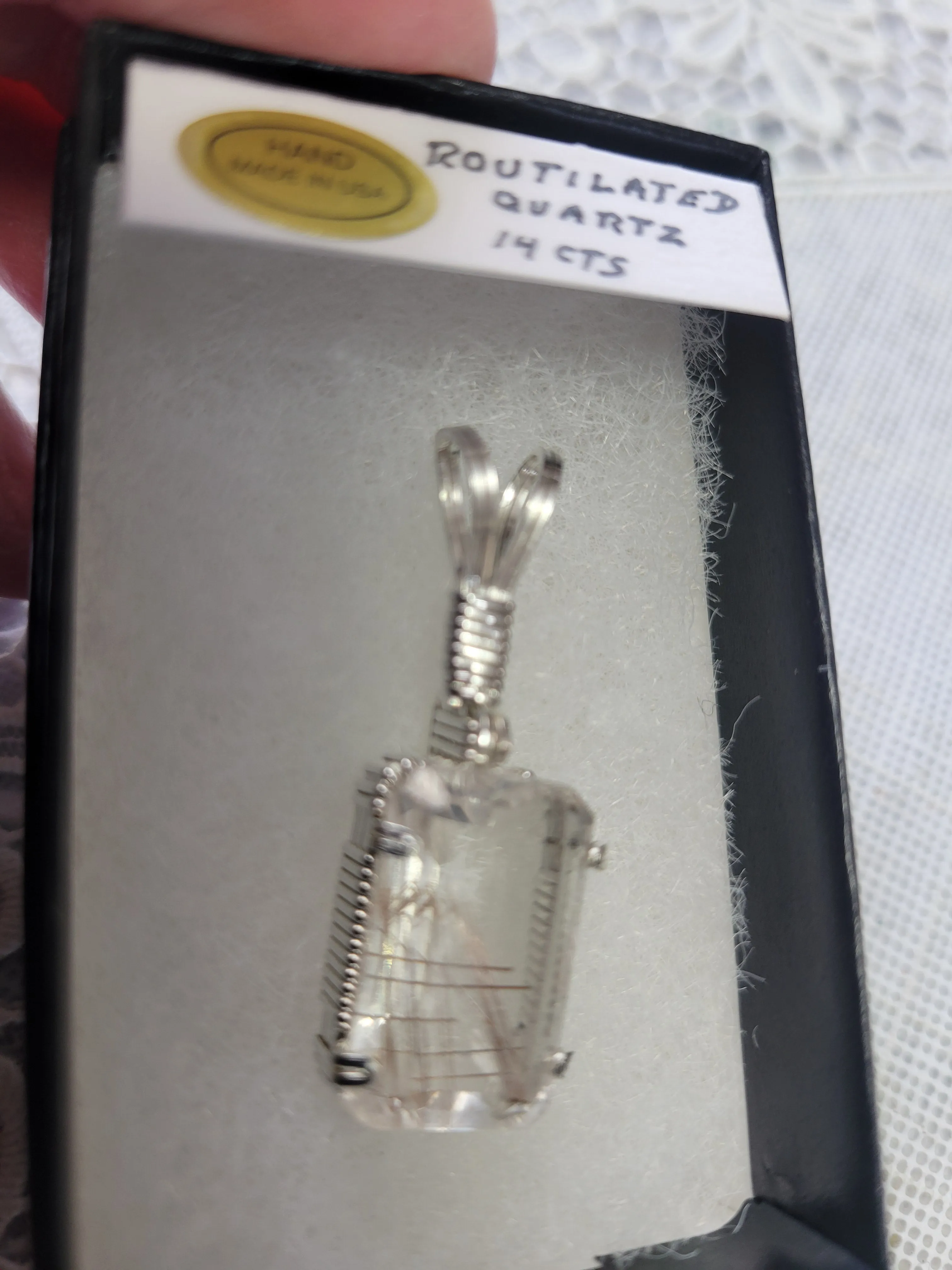 Custom Wire Wrapped Faceted Rutilated Quartz 14 ct Necklace/Pendant Sterling Silver