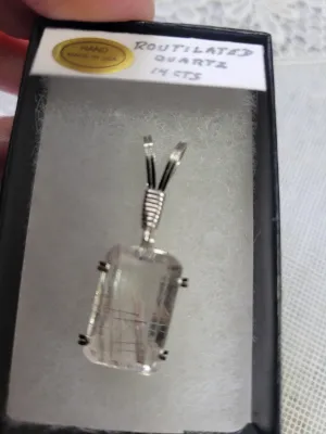 Custom Wire Wrapped Faceted Rutilated Quartz 14 ct Necklace/Pendant Sterling Silver