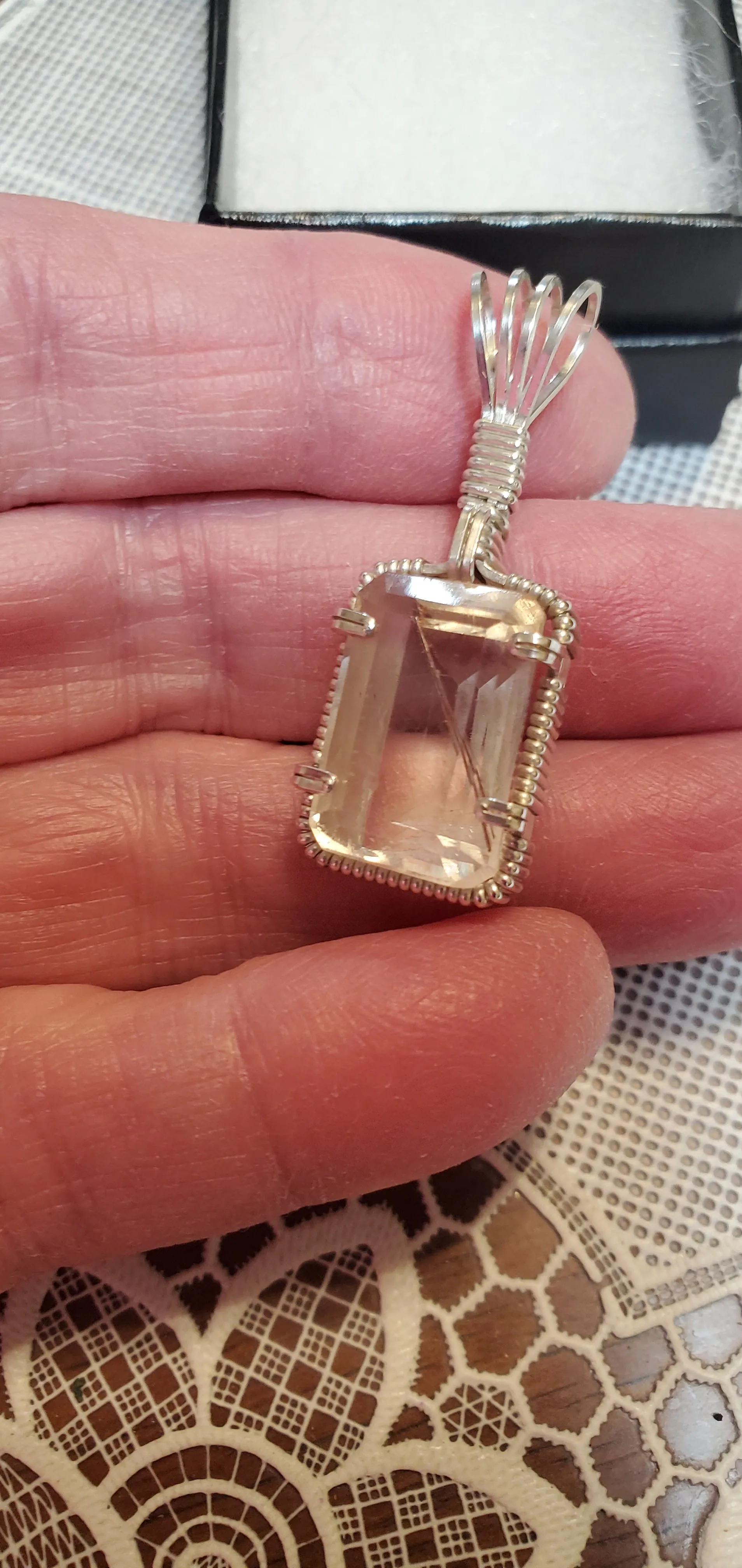 Custom Wire Wrapped Faceted Rutilated Quartz Necklace/Pendant Sterling Silver