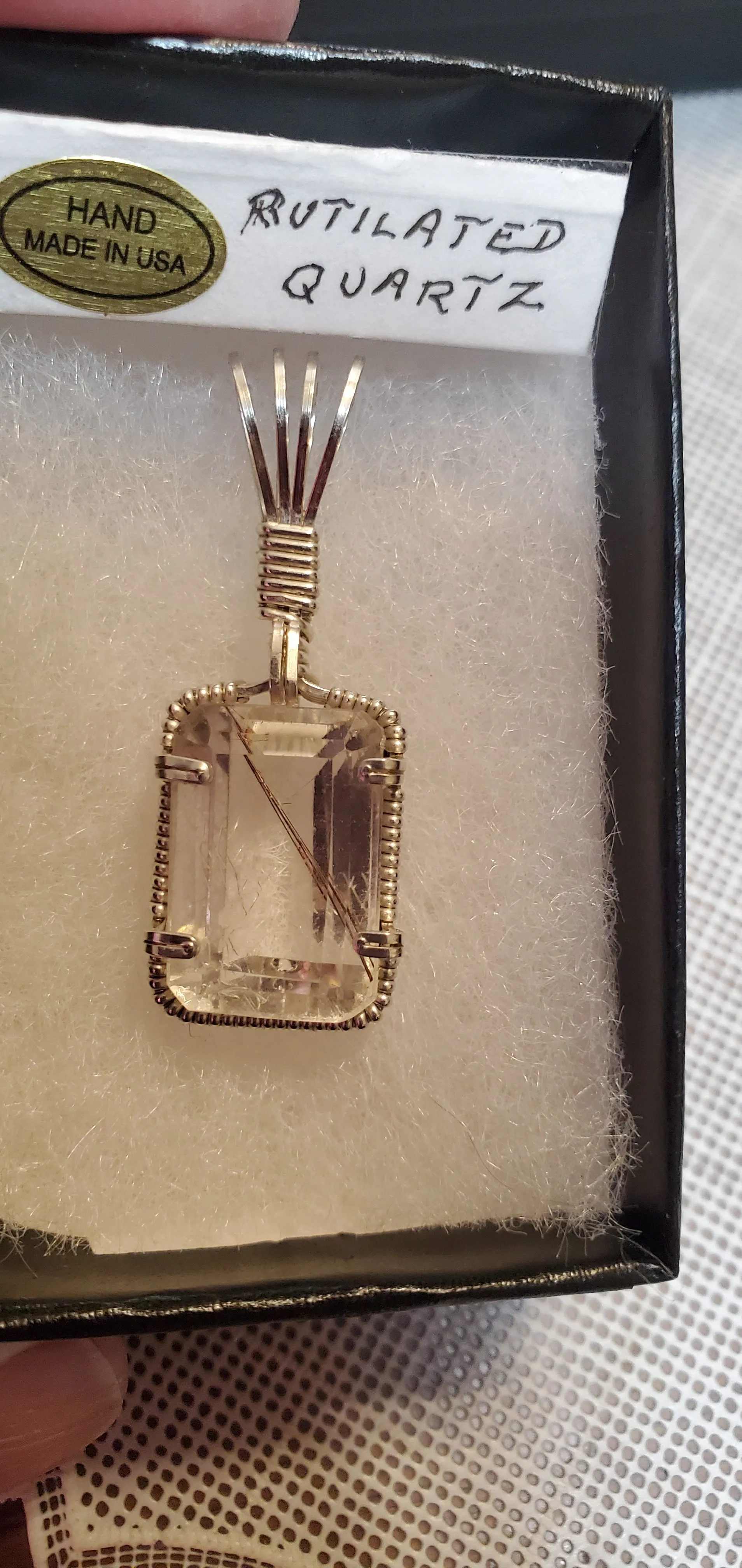 Custom Wire Wrapped Faceted Rutilated Quartz Necklace/Pendant Sterling Silver