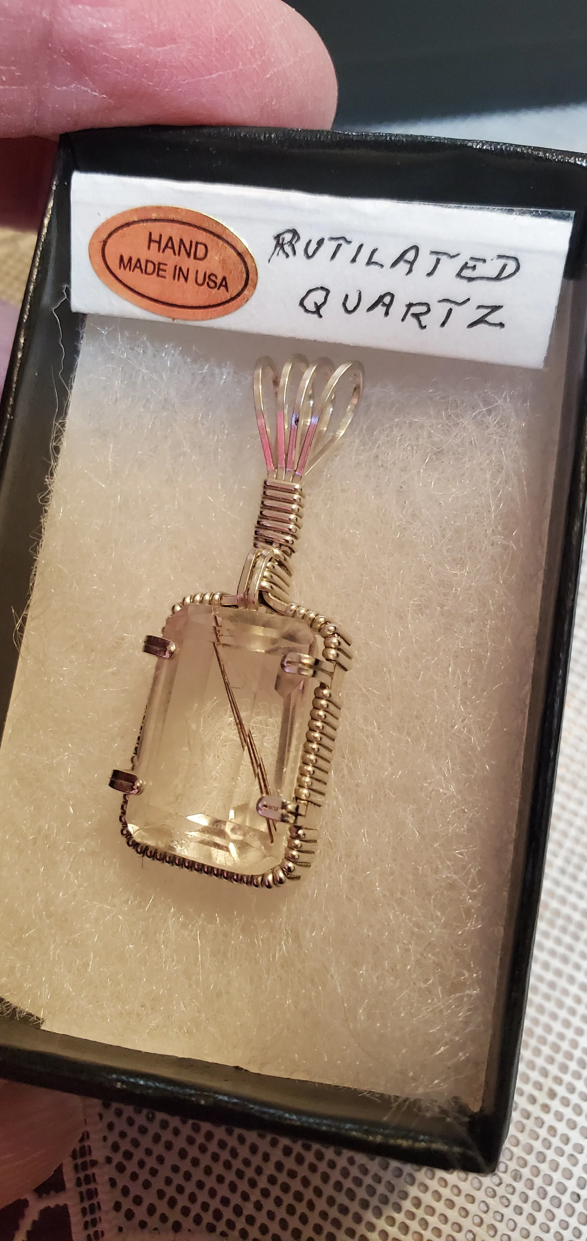 Custom Wire Wrapped Faceted Rutilated Quartz Necklace/Pendant Sterling Silver