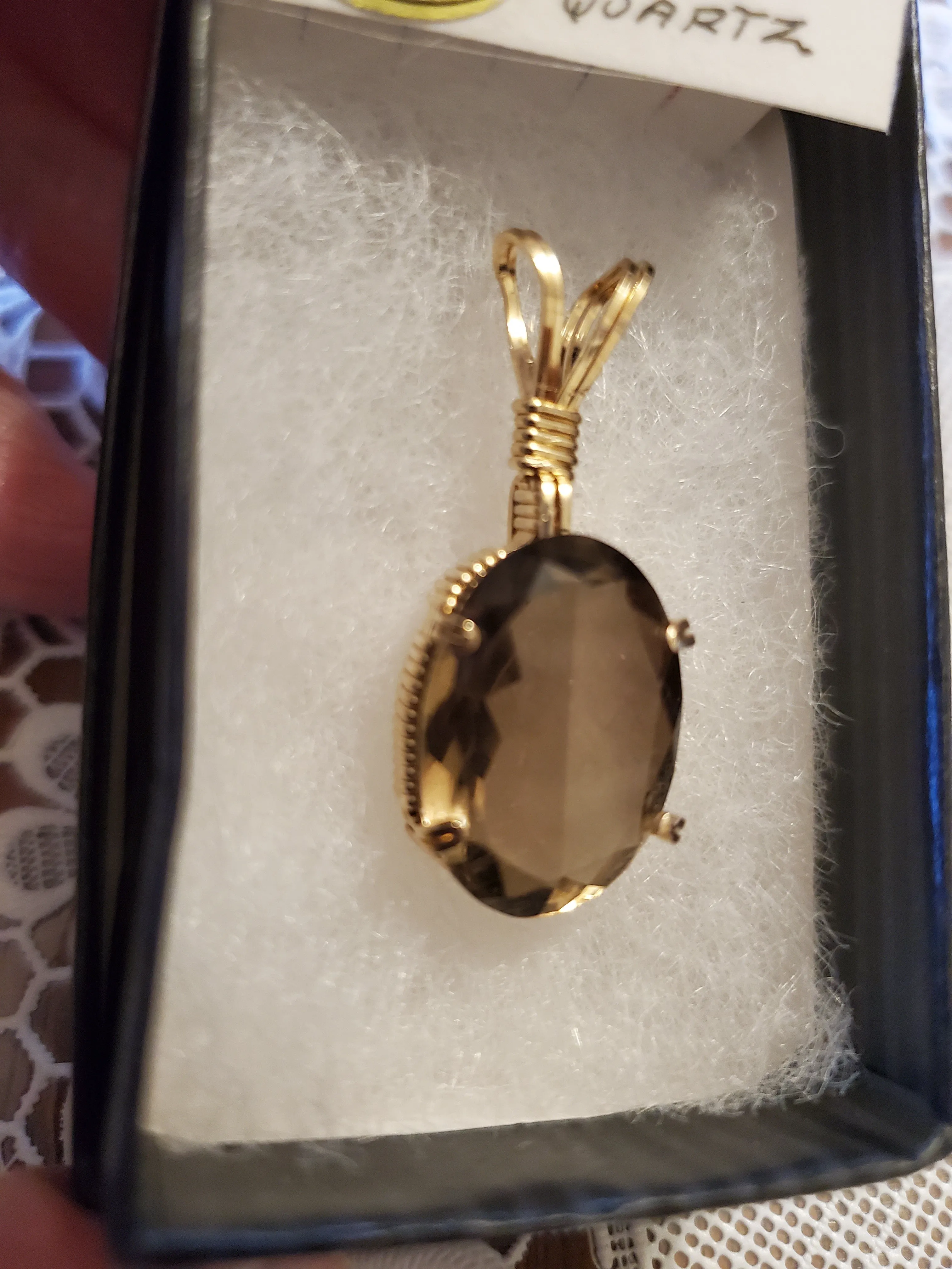 Custom Wire Wrapped Faceted Smokey Quartz Necklace/Pendant 14KGF