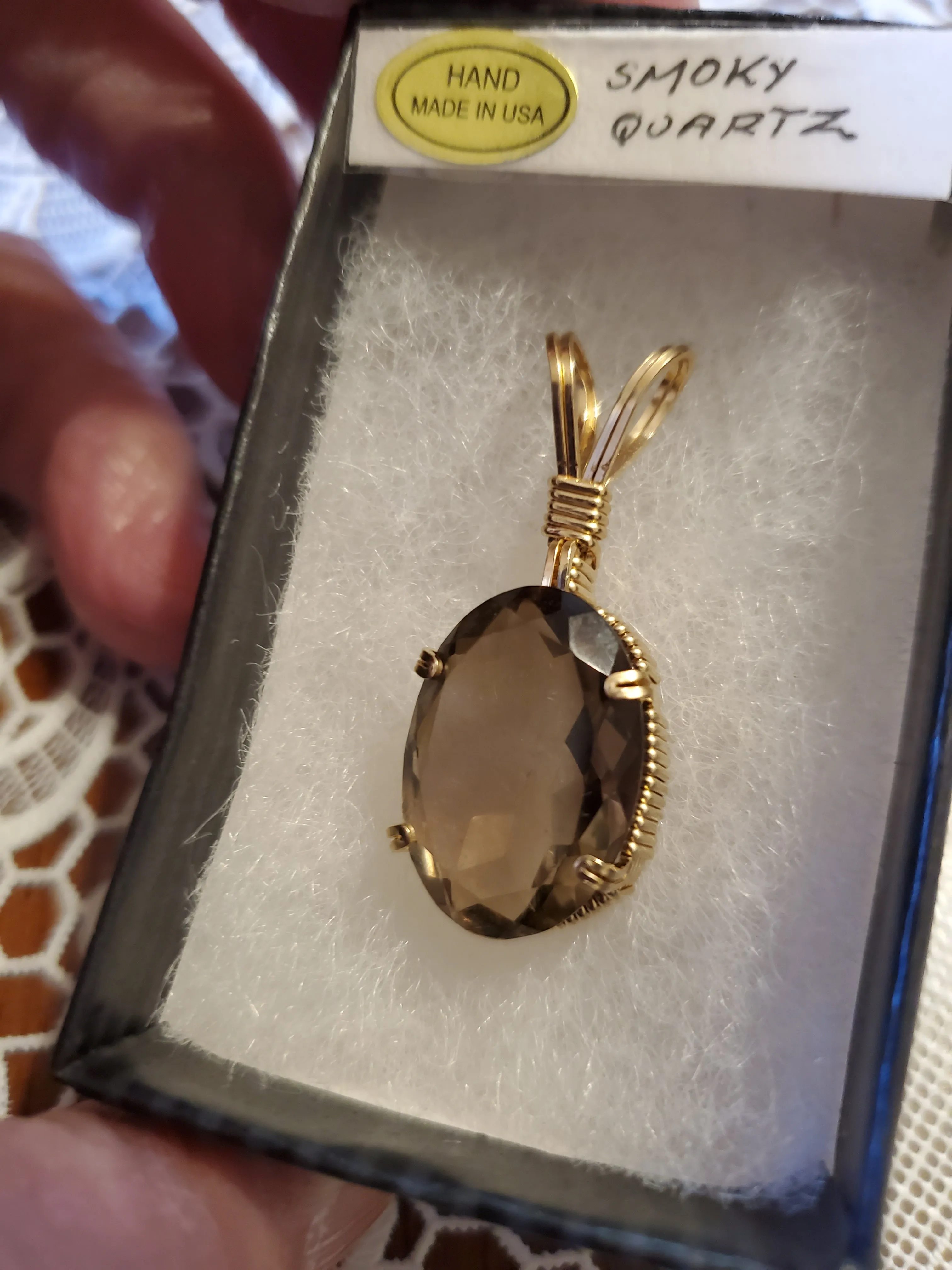 Custom Wire Wrapped Faceted Smokey Quartz Necklace/Pendant 14KGF