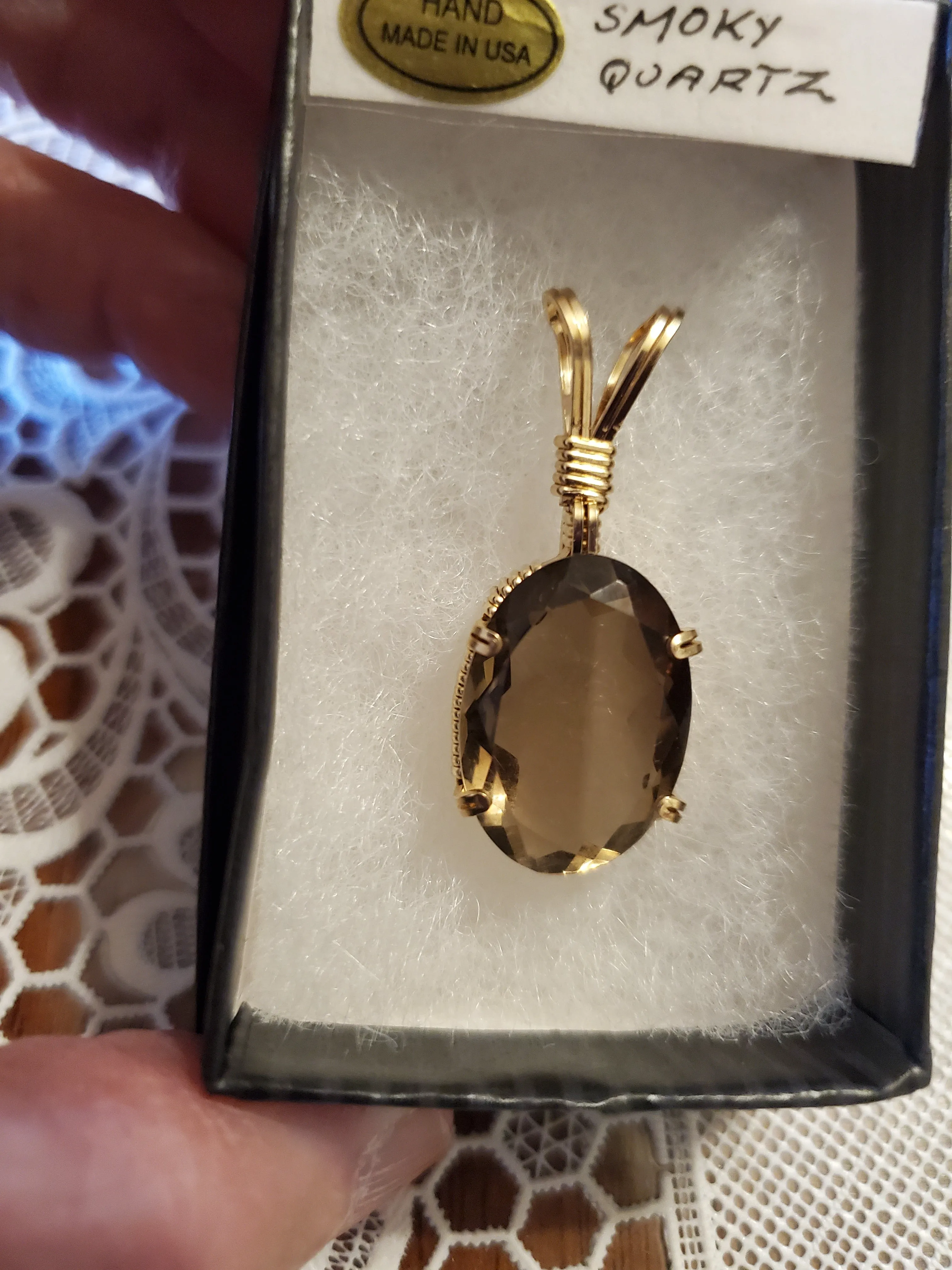 Custom Wire Wrapped Faceted Smokey Quartz Necklace/Pendant 14KGF