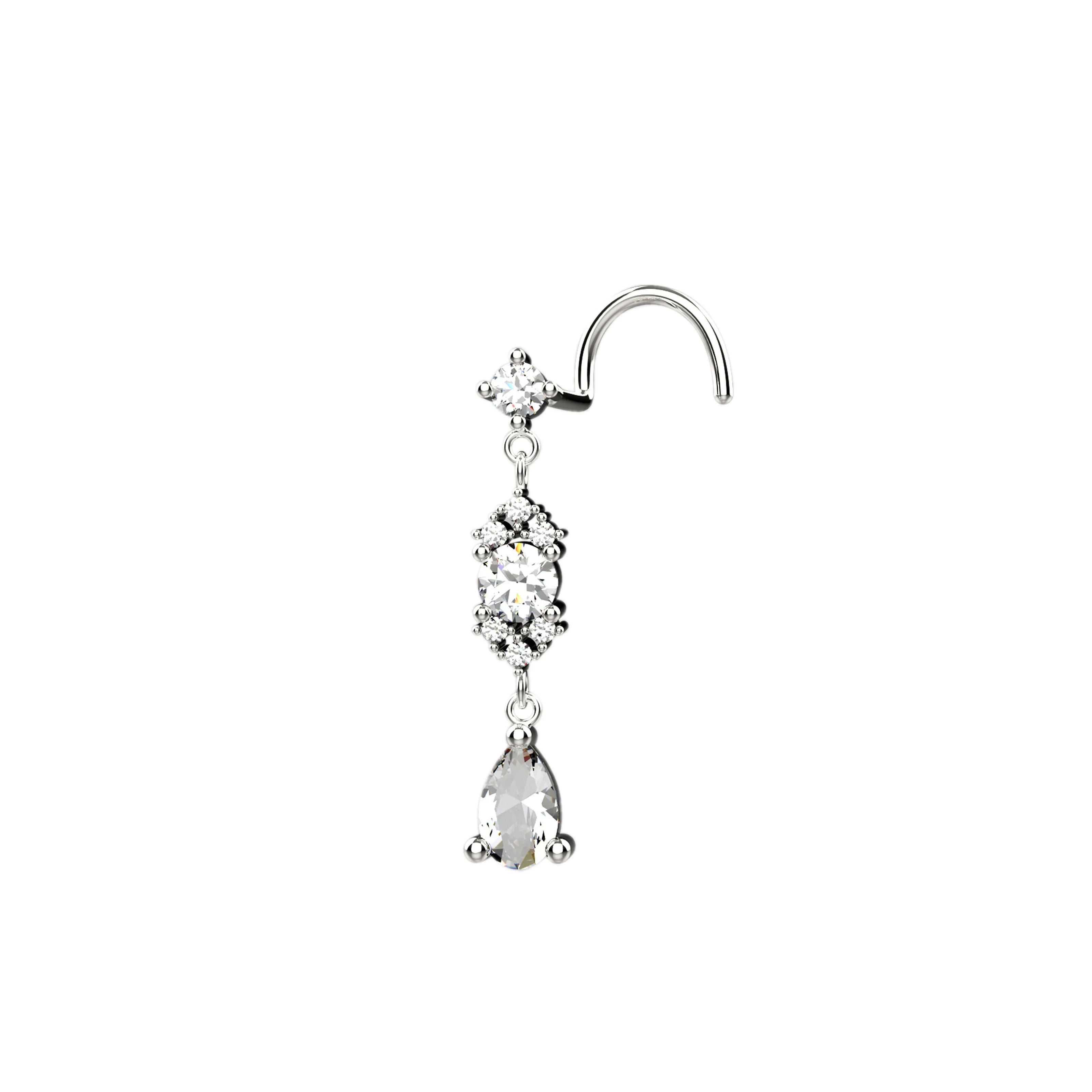 Dangle Nose Ring Stud – 14K Gold Nose Jewelry with Dangle