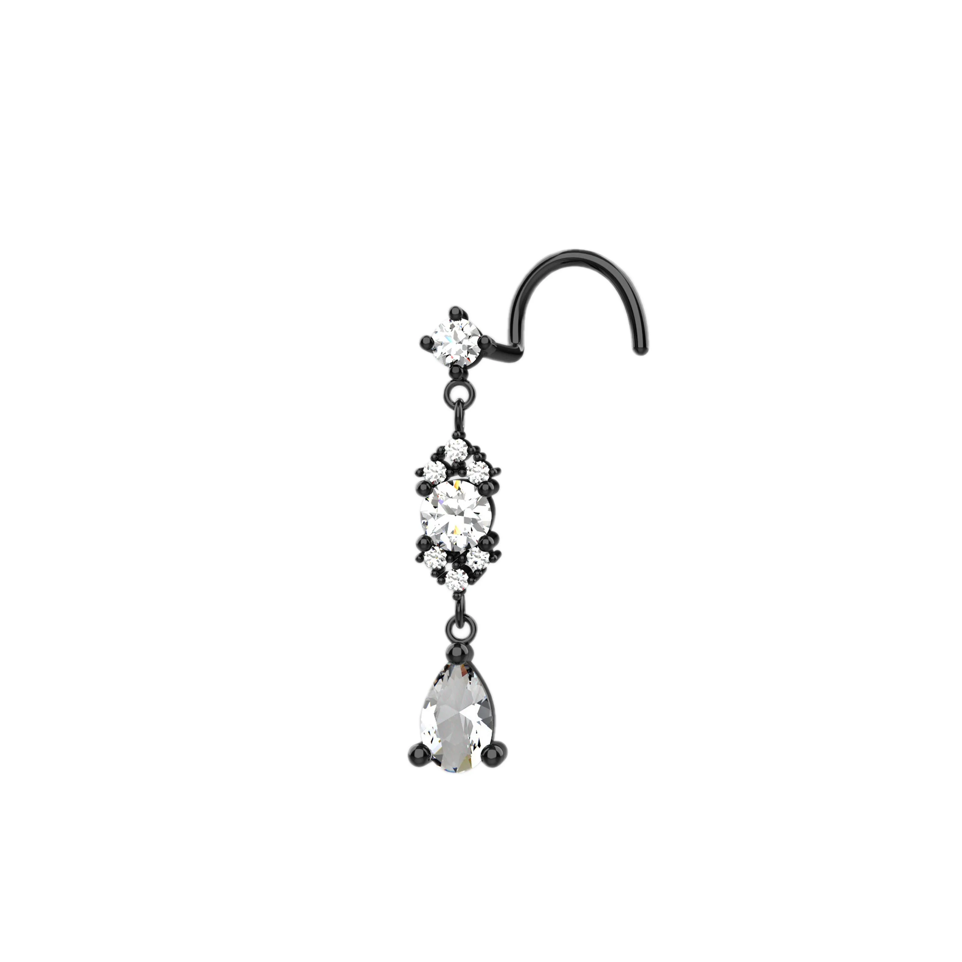Dangle Nose Ring Stud – 14K Gold Nose Jewelry with Dangle