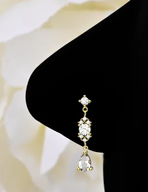 Dangle Nose Ring Stud – 14K Gold Nose Jewelry with Dangle