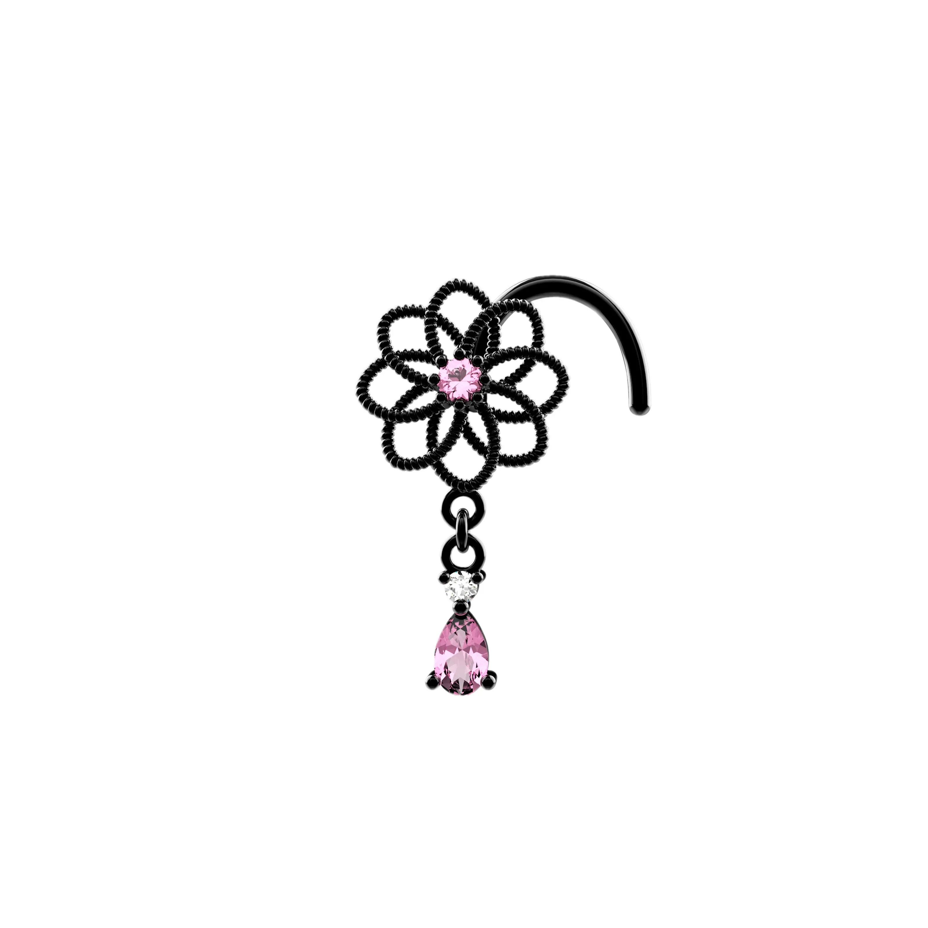 Dangling Nose Ring Stud | Dainty Drop Nose Piercing