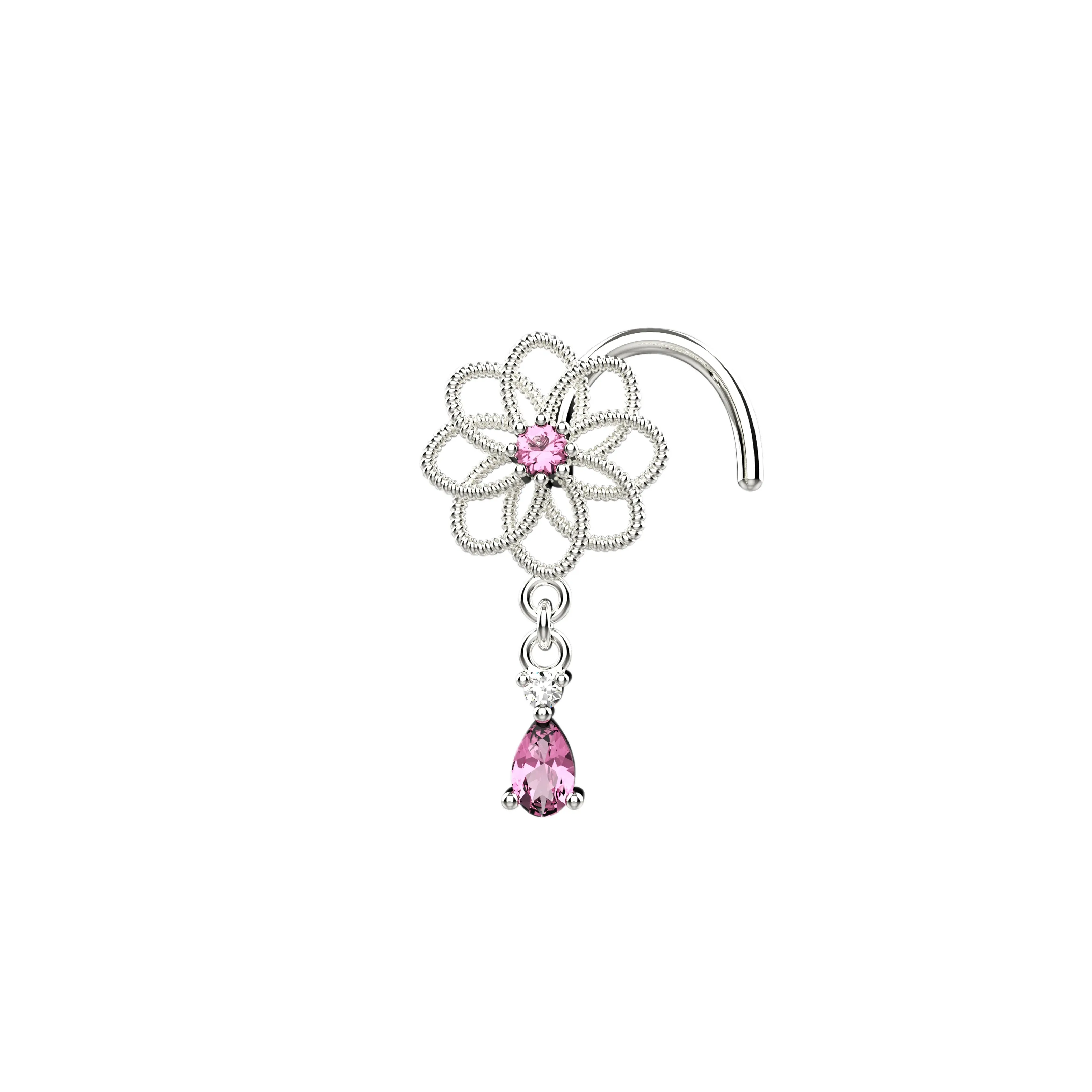 Dangling Nose Ring Stud | Dainty Drop Nose Piercing