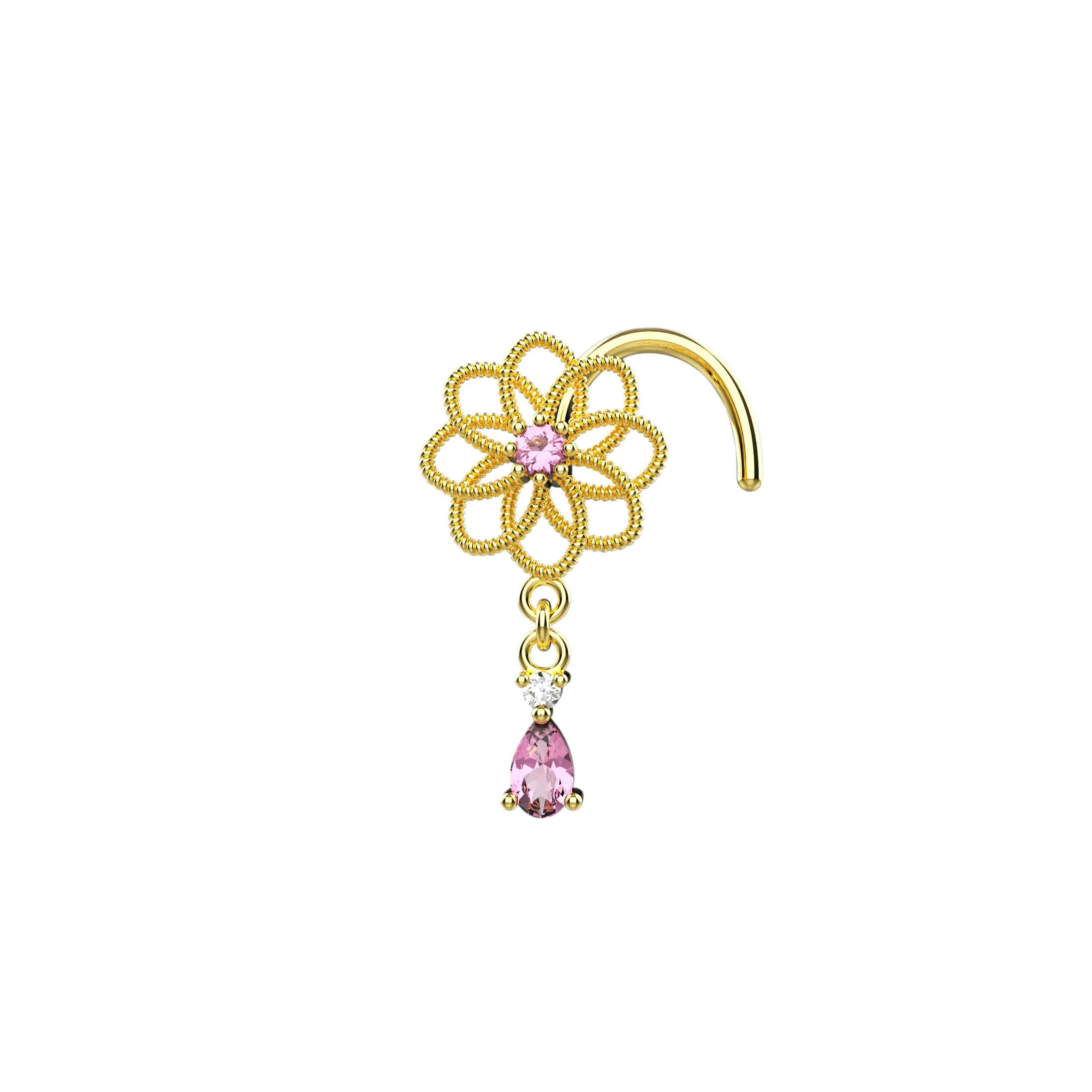 Dangling Nose Ring Stud | Dainty Drop Nose Piercing