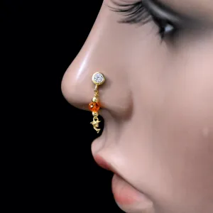 Dangling Nose Ring Stud | Elegant Drop Nose Piercing