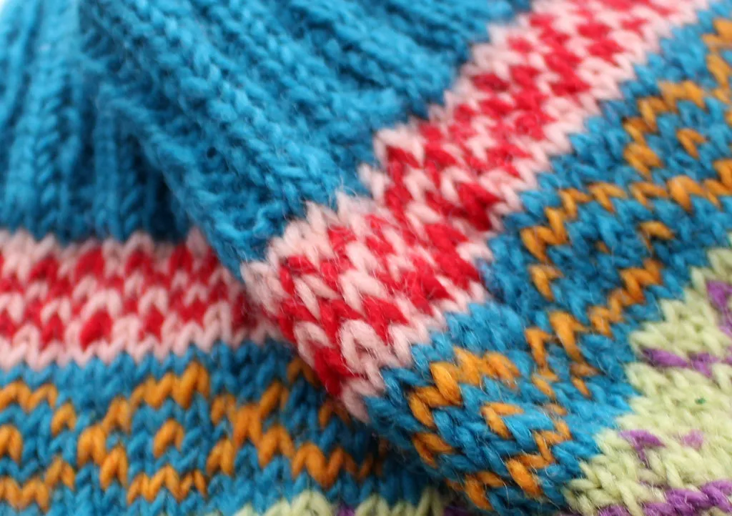 Dark Blue Multicolor Handknitted Short Legwarmers