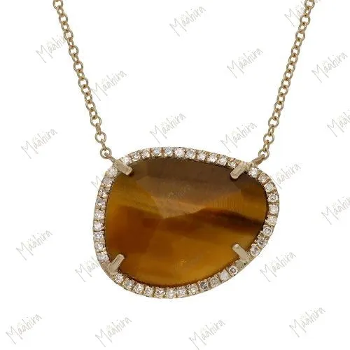 Diamond Tiger Eye Necklace