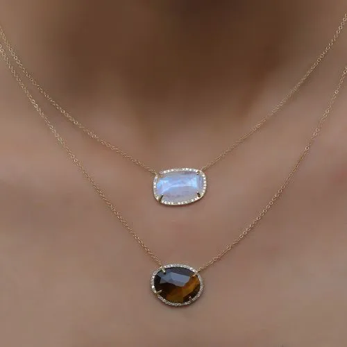 Diamond Tiger Eye Necklace