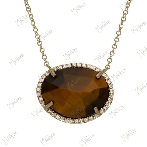 Diamond Tiger Eye Necklace