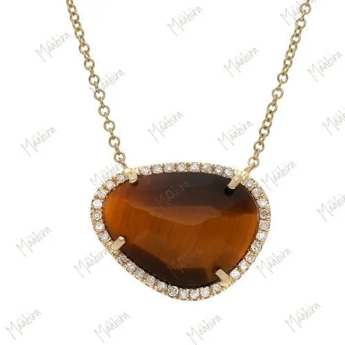 Diamond Tiger Eye Necklace