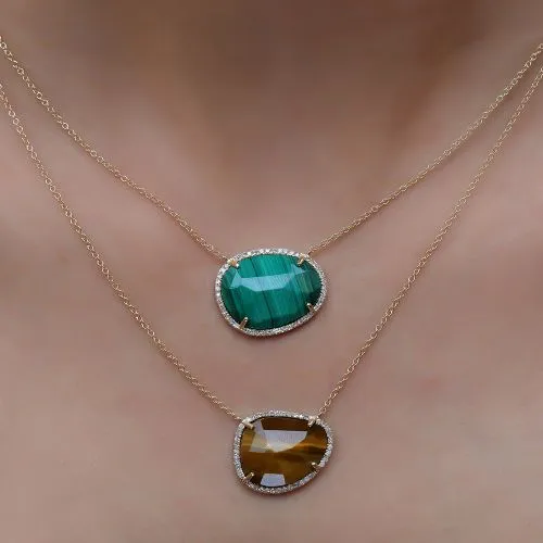 Diamond Tiger Eye Necklace